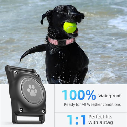 Airtag Dog Collar - 100% Waterproof Air tag Dog Collar Holder for Apple AirTag, Reflective, Soft Padded, Everlasting, GPS Dog Collar for Small Medium Large Dogs (Pink, L)