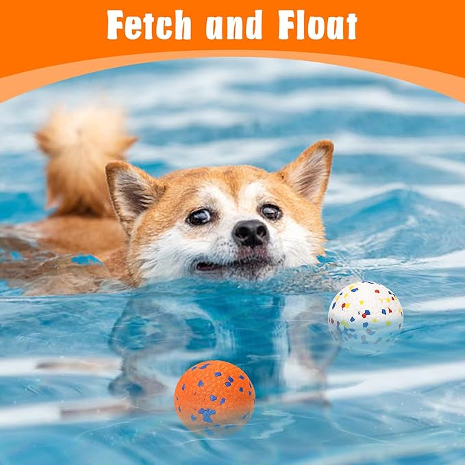 Dog Balls for Aggressive Chewers, Indestructible Bouncy Floating Balls for Training Dog Catch and Fetch, Sturdy Solid Tennis Ball Toys for Large Medium Small Dogs - 2.75in - Orang&amp;White - 2pcs