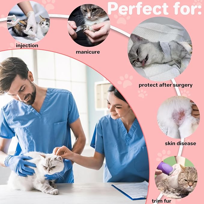 Soft Cat Cone Collar for Cats– Adjustable Lightweight Recovery E-Collar to Stop Licking, Scratching &amp; Biting After Surgery, Comfortable Wound Healing Cone Alternative (Pink, M)