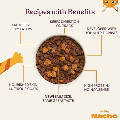 Made by Nacho Dry Cat Kibble 4lb Bag, High Protein Premium Cat Food with Freeze Dried Pieces, Sustainably-Caught Salmon, Whitefish &amp; Pumpkin, Limited Ingredients, Single Bag