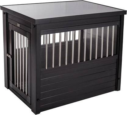 New Age Pet ECOFLEX Dog Crate End Table - Furniture-Style Pet Crate for Crate Trained Dogs - Stainless Steel Tubing &amp; a Latched Closure - 10 Year Manufacturer&
