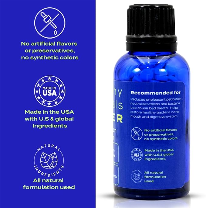 HA4E - Cat Bad Breath Remedy - Promotes Clean Teeth, Plaque &amp; Tartar Control - No Brushing Needed - All-Natural, Non-GMO, Organic, Preservative &amp; Chemical Free - 300 Dissolvable Tablets