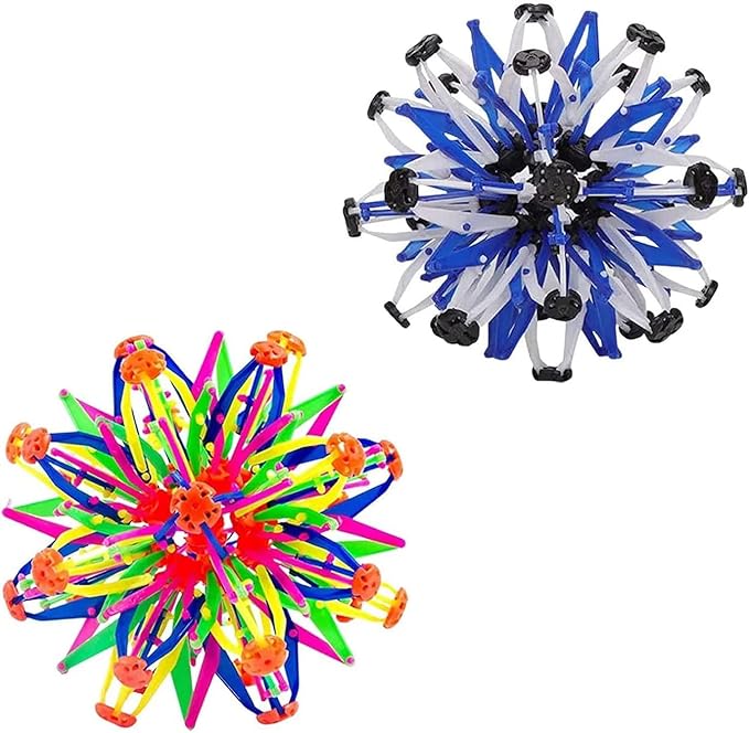 2Pcs Colorful Sphere Expandable Breathing Balls Fidget Toy-Great Anxiety Stress Reliever,Collapsible Expanding Magic Ball Toys for Kids &amp; Adults Mindfulness Meditation Practices , Yoga -ADHD