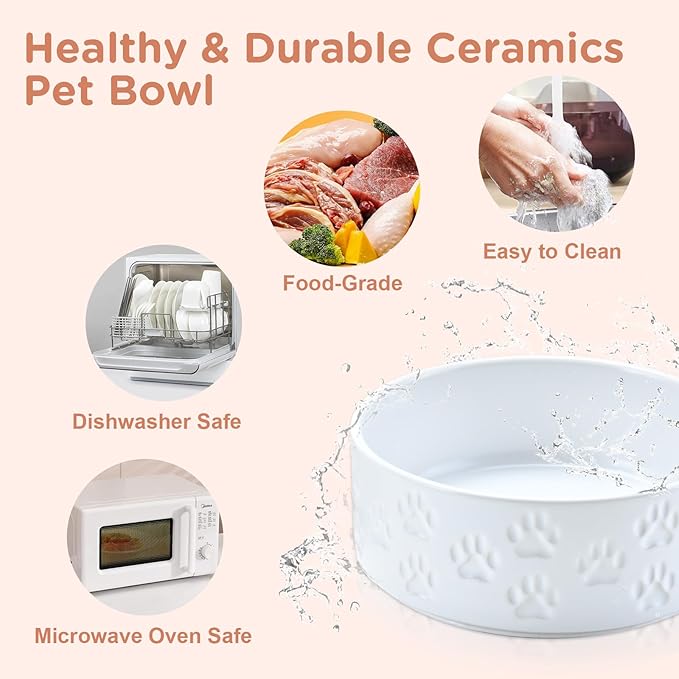 SPUNKYJUNKY Ceramic Dog Bowls 2 Pack, 8.3&