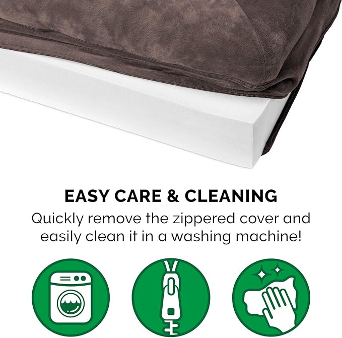 Furhaven Orthopedic Dog Bed for Large Dogs w/ Removable Bolsters &amp; Washable Cover, For Dogs Up to 125 lbs - Faux Fur &amp; Velvet Sofa - Driftwood Brown, Jumbo Plus/XXL
