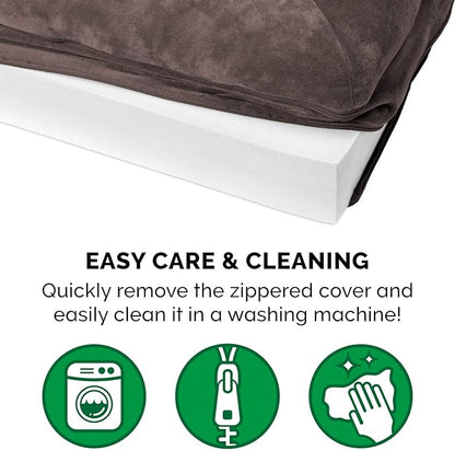 Furhaven Orthopedic Dog Bed for Large Dogs w/ Removable Bolsters &amp; Washable Cover, For Dogs Up to 125 lbs - Faux Fur &amp; Velvet Sofa - Driftwood Brown, Jumbo Plus/XXL
