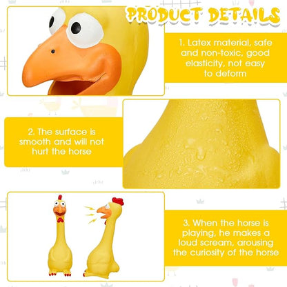 Hungdao 2 Pcs Rubber Chicken Squeaky Dog Toy 11 Inches Horse Toys Latex Reduce Separation Anxiety Screaming Chicken Toy for Small, Medium or Large Horse Pet (Yellow)