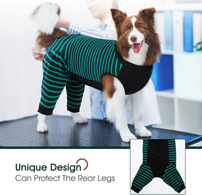 Kuoser Dog Recovery Suit, Anti Licking Dogs Rear Leg Sleeve, Abdominal Dog Surgical Suit with Pants Cover Protect Wounds, Dogs Elbow Protector Soft Pet Surgery Onesie Cone Alternative, Green 4XL