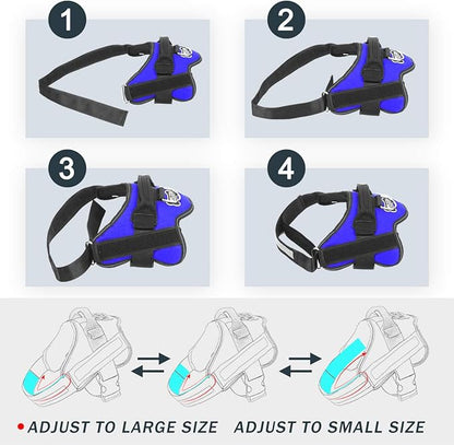 Bolux Dog Harness, No-Pull Reflective Dog Vest, Breathable Adjustable Pet Harness with Handle for Outdoor Walking - No More Pulling, Tugging or Choking (Blue, XS)