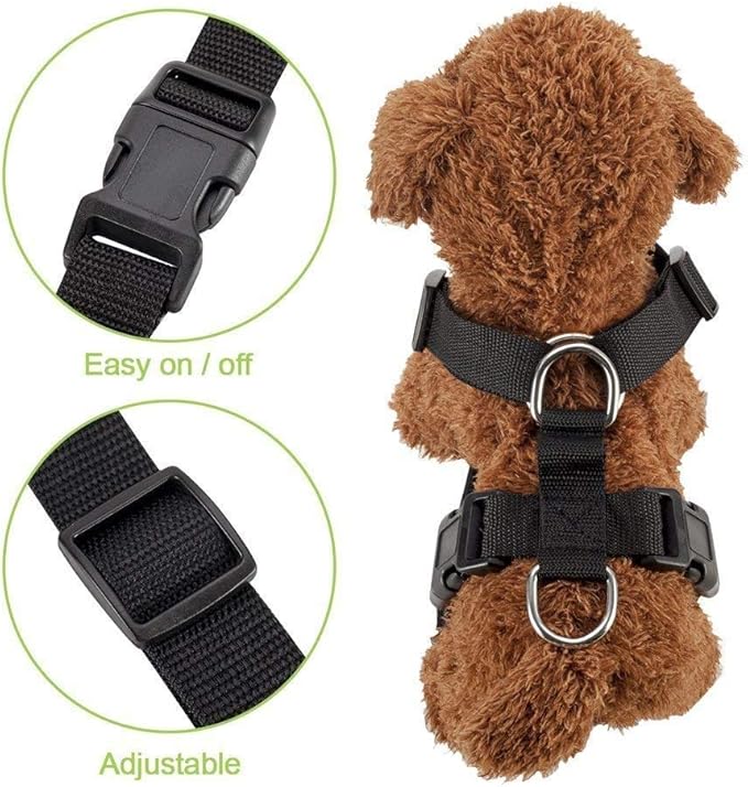 SlowTon Dog Seat Belt Harness for Car, Dog Car Harness Adjustable Mesh Breathable &amp; Dog Seatbelt Safety Tether with Elastic Bungee for Small Medium Large Pets(Blue, Single Clip, XS)