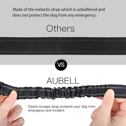 AUBELL Dog Seat Belt for Car,Updated 3-in-1 Adjustable Reflective Bungee Heavy Duty Dog Car Harness Tether with Clip Hook Latch &amp; Buckle,Swivel Zinc Alloy Carabiner,Black
