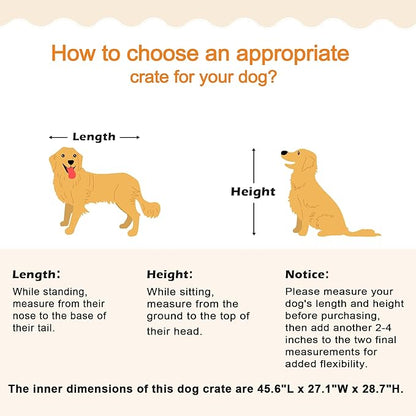 48" Heavy Duty Dog Crate Furniture for Extra Large Dogs, Enclosed Design with 0.5 inch Holes, Indestructible Metal Kennel for High Anxiety Dogs, Chew Proof Pet Cage House Indoor, Brown