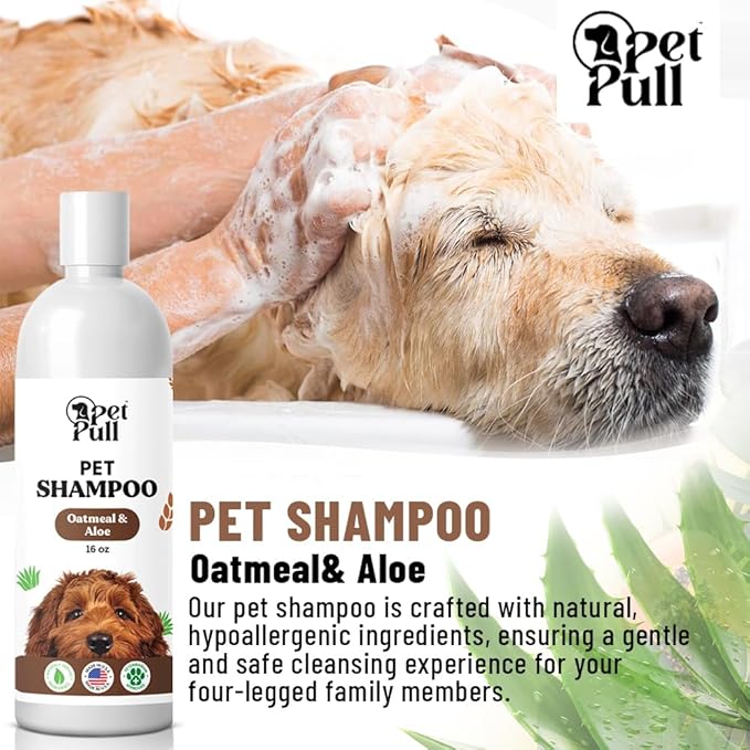 Pet Shampoo and Conditioner for Dogs and Cats - Plant-Based Dog Shampoo Cleanser - Pet Supplies for Pets - Sensitive Skin Dog Wash- Made in The USA (16 oz) (Oatmeal &amp; Aloe, Shampoo)