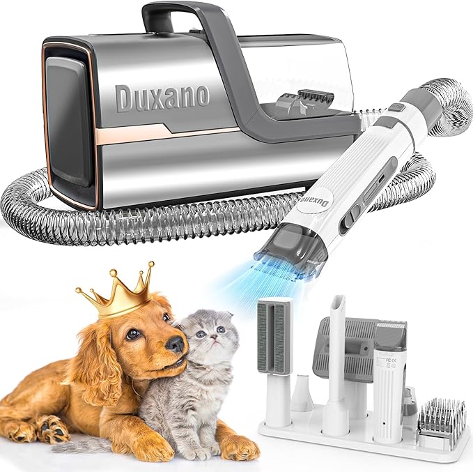 Dog Grooming Kit &amp; Dog Hair Vacuum,15000 Pa Powerful Suction, Pet Grooming Vacuum Removes 99% Pet Hair, Includes Clippers, Brush, Nail Trimmer Grinder, Stainless Steel