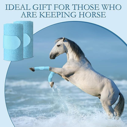 Set of 4 Horse No Bow Bandage 3D Contoured Standing Wrap Bandages Stable Nylon Horse Leg Wraps for Helping Prevent Horse from Tendon Damage and Keep Horses Clean and Safe(Light Blue)
