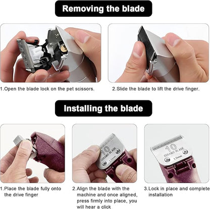 Size10/ 7FC/5FC/4FC Detachable Pet Dog Clipper Blades, Compatible with Most Oster A5, KM Series Clippers,Made of Ceramic Blade &amp; Stainless Steel Blade 5PACK