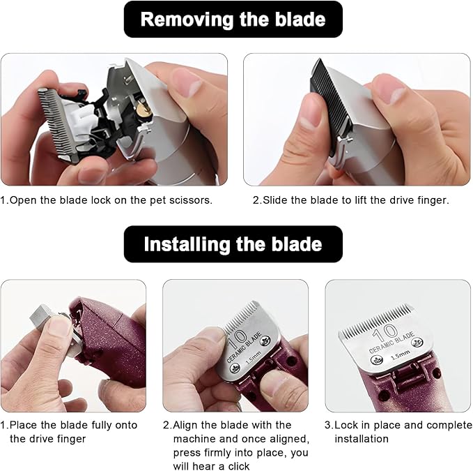 Size 7FC/5FC/4FC Detachable Pet Dog Clipper Blades, Compatible with Most Oster A5, KM Series Clippers,Made of Ceramic Blade &amp; Stainless Steel Blade4PACK 3Pack