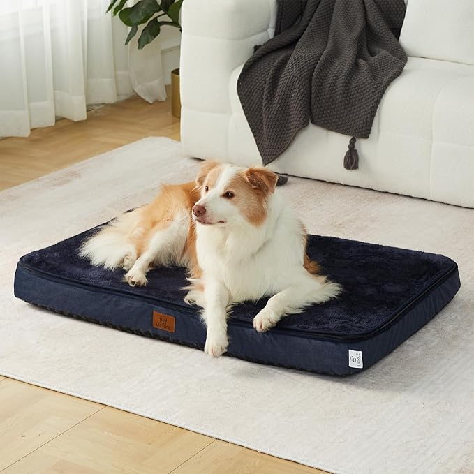 Memory Foam XL Dog Bed - 4” Thick Orthopedic Beds for Extra Large Dogs - Waterproof Dog Bed with Removable Washable Cover &amp; Wrap-Around Zipper - Ultimate Comfort and Easy Maintenance