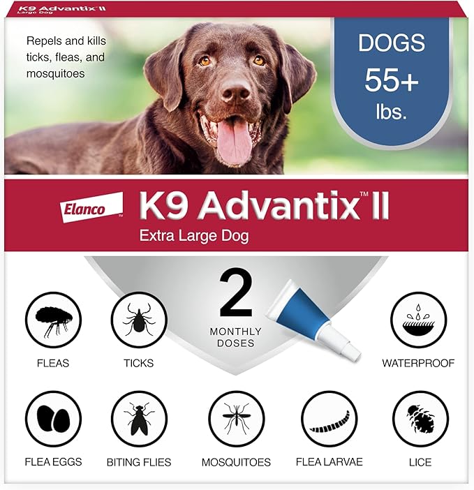 K9 Advantix II XL Dog Vet-Recommended Flea, Tick &amp; Mosquito Treatment &amp; Prevention | Dogs Over 55 lbs. | 2-Mo Supply