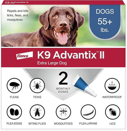 K9 Advantix II XL Dog Vet-Recommended Flea, Tick &amp; Mosquito Treatment &amp; Prevention | Dogs Over 55 lbs. | 2-Mo Supply