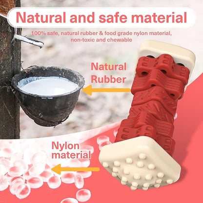 PcEoTllar Dog Toys for Aggressive Chewers, Indestructible Dog Chew Toys, Safe Rubber, for Large Medium Small Dogs - Red -M