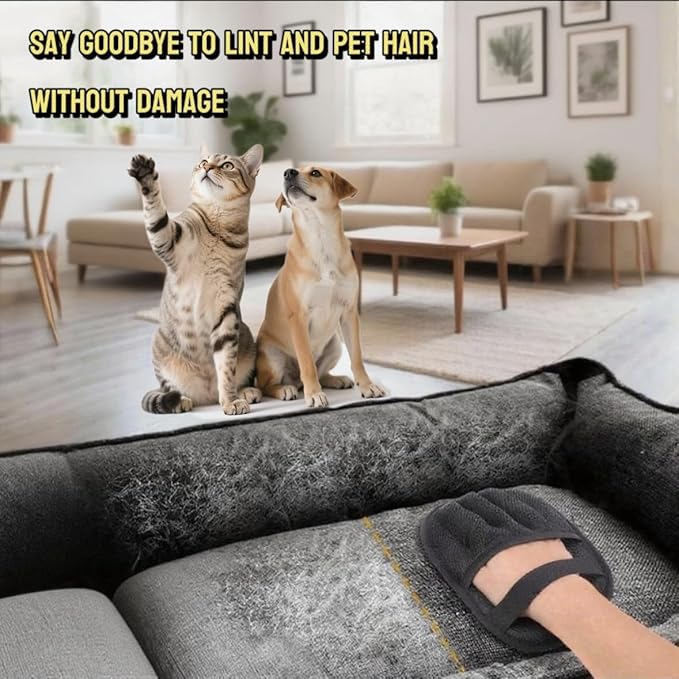 2Pcs Pet Hair Remover Gloves for Cats &amp; Dogs, Electrostatic Pet Hair Removal Glove Brush, Upgraded Reusable Animal Fur Removal Tool, Pet Grooming Gloves for Clothing, Couch, Carpet, Car Seatd