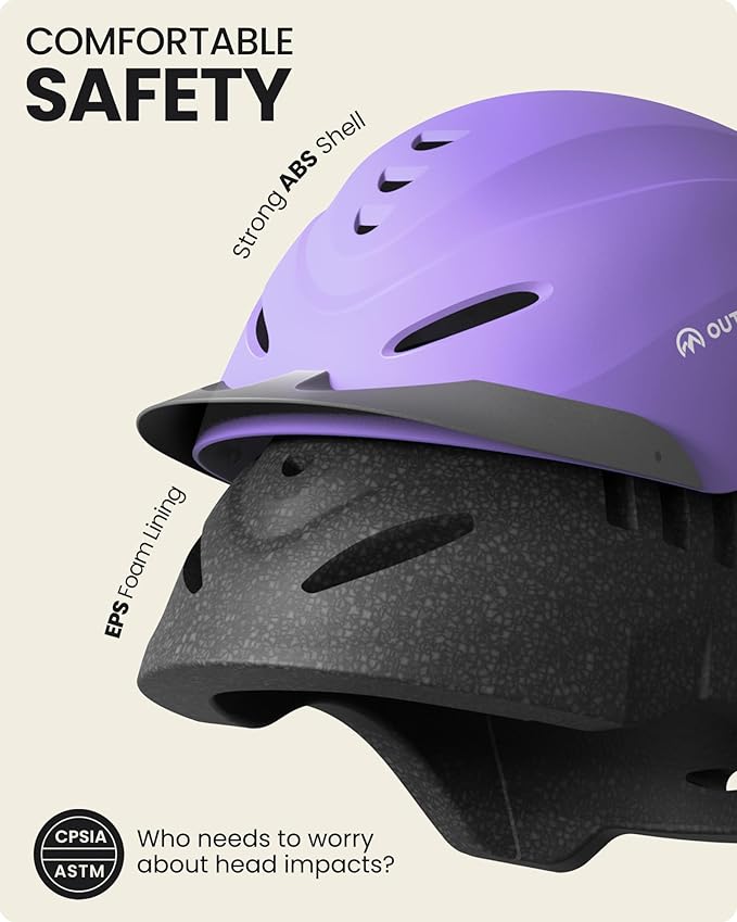 OutdoorMaster Equestrian Helmet, Horse Riding Helmet with Sun Visor and Excellent Ventilation, Adjustable Safe Helmet for Men, Women &amp; Youth