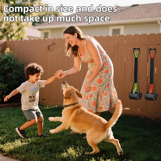 2 Pack 32 Inch Foldable Dog Pooper Scooper,Dog Poop Pick Up Tool for Large&amp;Small Dogs,Sturdy &amp; Light Weight,Easy to Carry and Clean