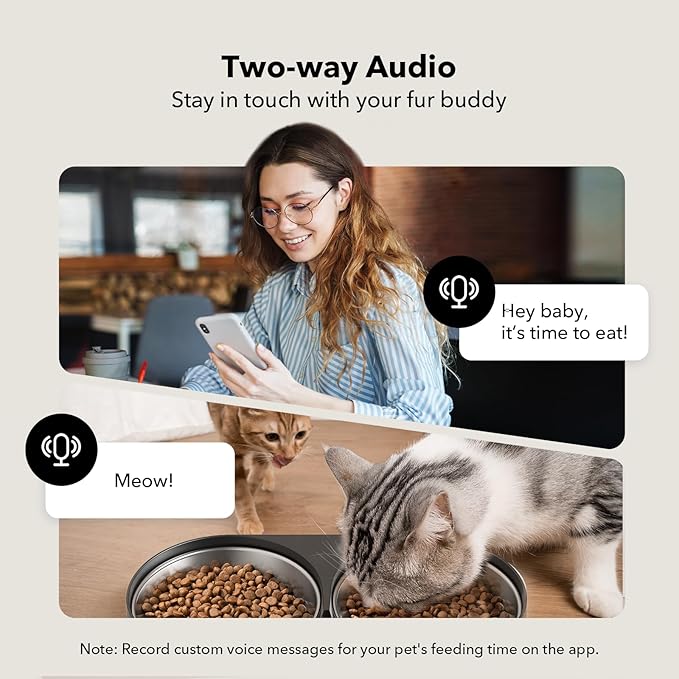 PETLIBRO Automatic Cat Feeder with Camera for Two Cats, 1080P HD Video with Night Vision, 5G WiFi Pet Feeder with 2-Way Audio for Cat &amp; Dog, Low Food &amp; Motion &amp; Sound Alerts, Dual Tray, Black 5L