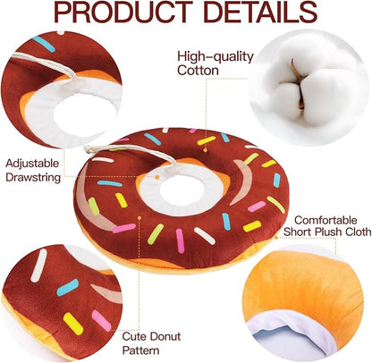 Cat Cone Collar Soft, Cute Cat Donut Collar After Surgery, Adjustable Kitten Recovery Cones to Stop Licking, Lightweight Neck Elizabethan Collars for Cats Kittens (Brown, Small)