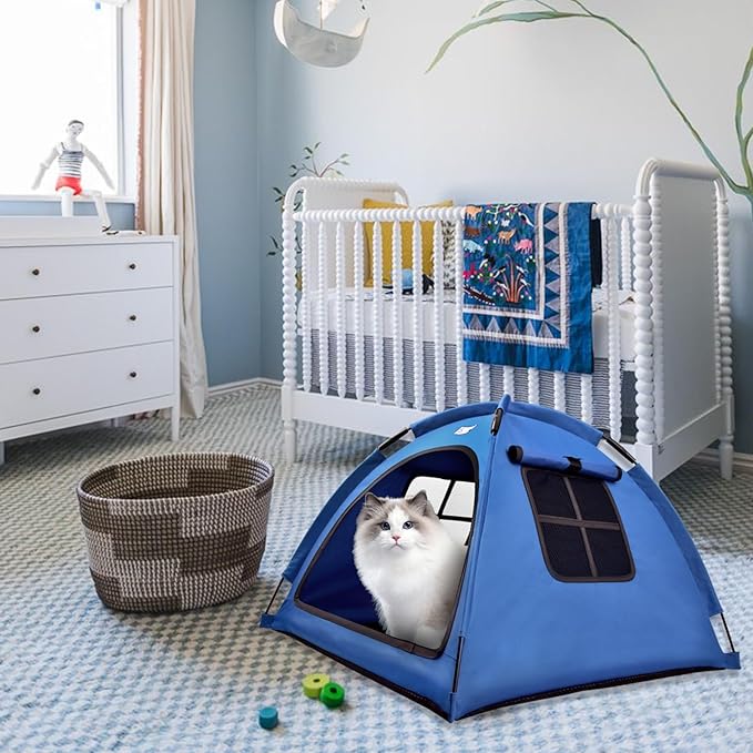 Navy Blue Small Cat &amp; Dog Outdoor House Tent - Waterproof, Washable &amp; Multipurpose - Ideal for Cats, Dogs &amp; Bunnies