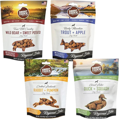 Smart Cookie All Natural Soft Dog Treats - 4 Flavor Variety Pack (5oz Each) - Healthy Dog Treats for Dogs &amp; Puppies with Allergies, Sensitive Stomachs - Chewy, Grain Free, Made in USA