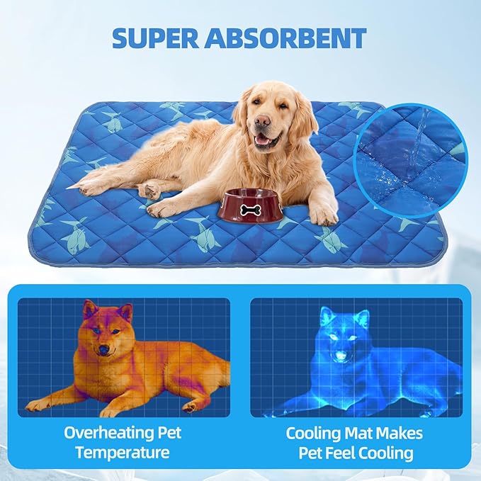 Homimp Dog Cooling Mat,19.5" x 27.5" Thicken Self-Cooling Mat for Dog&amp;Cat,Internal Waterproof&amp; Endothermic,Washable Pet Ice Cool Pad Blanket,Pet Sleeping Pad for Indoor Outdoor in Summer, Non-Toxic