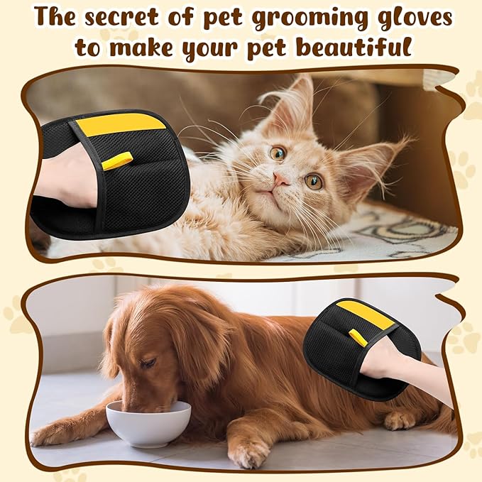 5Pcs Electrostatic Pet Hair Removal Glove for Dogs &amp; Cats, Reusable Grooming Pet Hair Remover Tool for Couch, Carpet, Curtain