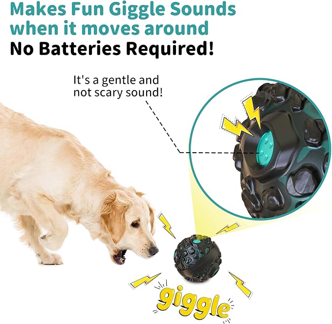 Dog Ball for Aggressive Chewers - Interactive Dog Toy Balls Fun Squeaky Sound to Keep Them Busy, Durable for Small Medium Large Breeds, Rubber Pet Chew Toys, As Seen on TV, Black &amp; Lake Blue