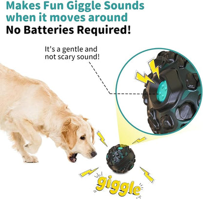 Dog Ball for Aggressive Chewers - Interactive Dog Toy Balls Fun Squeaky Sound to Keep Them Busy, Durable for Small Medium Large Breeds, Rubber Pet Chew Toys, As Seen on TV, Black &amp; Lake Blue