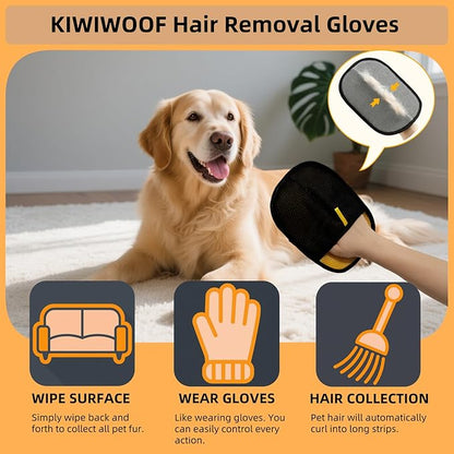 Electrostatic Pet Hair Removal Gloves for Cats&amp;Dogs,2025 New Upgraded Reusable Quick De-Shedding Grooming Gloves,Animal Fur Remover Tool for Couch,Carpet,Furniture,Car Seat,Clothing,Curtain 1PcsYellow