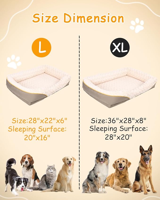 Washable Orthopedic Dog Bed for Medium Dogs, Waterproof Dog Bed with Bolster, Big Couch Sofa with Removable Cover &amp; Non-Slip Bottom