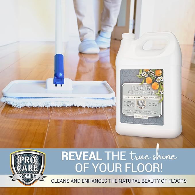 ProCare Floor Cleaner (Made in USA) | Tile, Stone, Laminate, Vinyl &amp; Natural Wood Floor Cleaner for Mopping, Household Supplies, Cleaning Solution with Citrus Aroma - 1 Gal (128 Fl Oz)