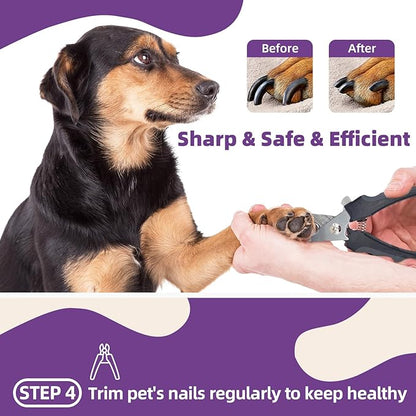 Dog Brush for Shedding, 7 PCS Dog Grooming Brush Kit Including Undercoat Rake, Slicker Brush, Dematting Comb, Nail Clipper, Bath Brush for Long &amp; Short Haired Dogs, Cats - Purple