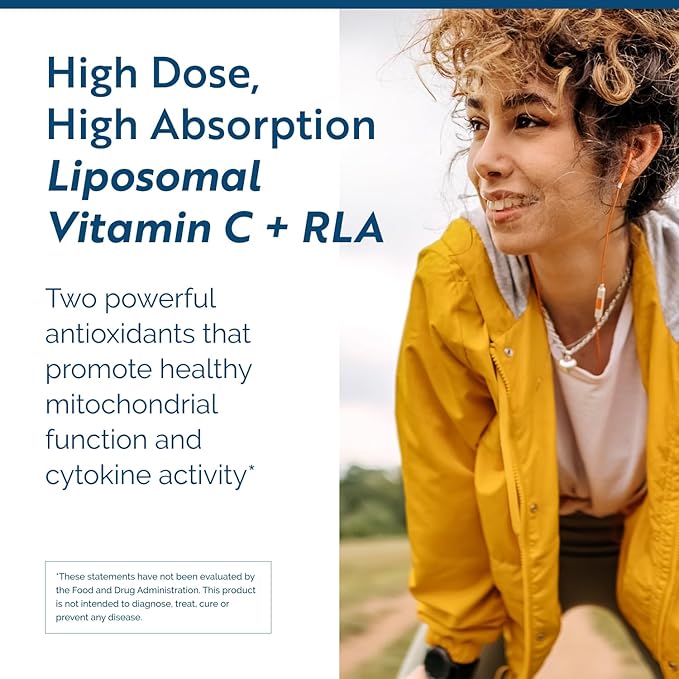 Researched Nutritionals C-RLA - Liposomal Vitamin C with R Lipoic Acid to Support Detox - Vegan &amp; Soy-Free Vitamin C Liquid, Peppermint Flavor (10 Fl Oz)