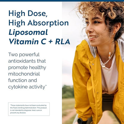 Researched Nutritionals C-RLA - Liposomal Vitamin C with R Lipoic Acid to Support Detox - Vegan &amp; Soy-Free Vitamin C Liquid, Vanilla Caramel Flavor (10 Fl Oz)