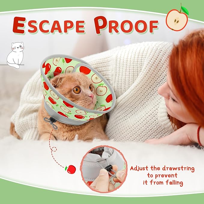 Cat Cone Collar Soft to Stop Licking, Adjustable, Foldable Lightweight Kitten Cones After Surgery Recovery for Cats &amp; Kittens, Cat Cone Alternative (AppleRed, M)