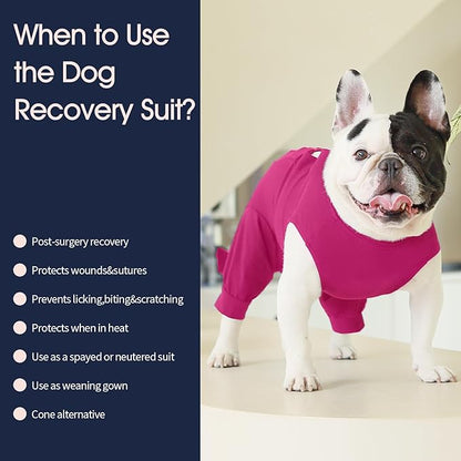IECOii Pet Surgery Recovery Suit,Breathable Dog Bodysuit E-Collar &amp; Cone Alternative Surgical Suit After Spayed/Neutered Wear,Recovery Suit for Dogs Male Female Sleeve to Prevent Licking,XL-Rosered