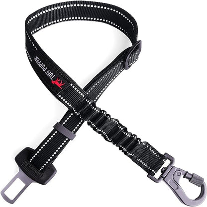 Tuff Pupper Dog Seat Belt | Adjustable Length Dog Seatbelt Restraint | Tangle-Free Locking Carabiner | Shock-Absorbing Bungee | Reflective Stitching for Visibility | Universal Fit for Cars &amp; Trucks