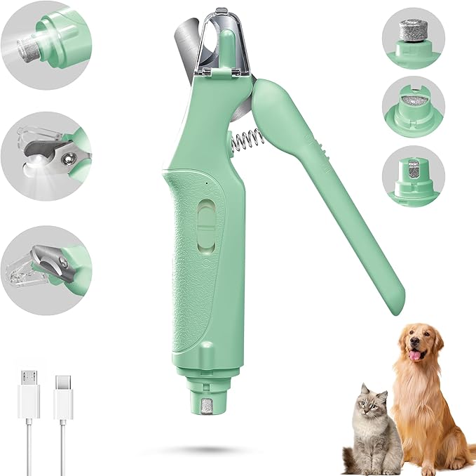 2 in 1 Dog Nail Clippers &amp; Cat Nail Clippers Trimmers for Large Medium Small Dogs Cats Claw Trimmer Quick Sensor and Safety Guard USB Rechargeable with 2 LED Lights Dogs Nail Trimmer