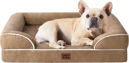 EHEYCIGA Orthopedic Dog Beds for Extra Large Dogs 44x32Inch, Waterproof Memory Foam XL Pet Bed with Sides, Non-Slip and Egg-Crate Foam Big Dog Couch Bed with Washable Removable Cover, Grey