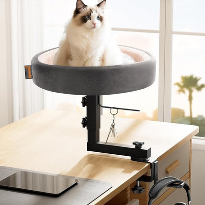 2-in-1 Cat Bed Desk Mount &amp; Headphone Hanger – Adjustable Cats Hammock Bed for Desk, Cat Beds &amp; Furniture for Home Office or Gaming Setup