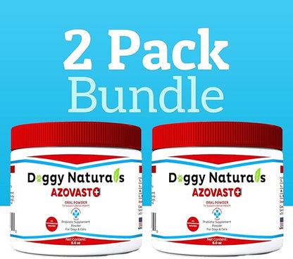 Azovast Plus Kidney Health Supplement for Dogs &amp; Cats, Oral Powder (12 Oz) - (240 Doses/ 2 Jar) NO Refrigeration Required - Help Support Kidney Function &amp; Manage Renal Toxins(U.S.A)(12 Oz (2 Pack))