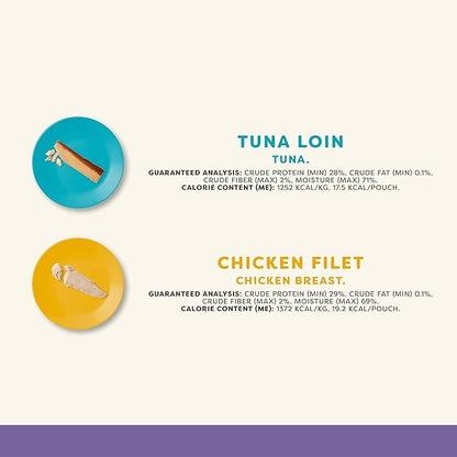 Applaws Natural Cat Treats, Grain-Free, High-Protein Whole Chicken &amp; Tuna Loins, Single-Ingredient Healthy Snack for Cats (12 x 1.06 oz Loins)
